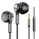Wired Headphones with Microphone, 3.5mm Wired Earbuds HiFi Stereo Earphones in-Ear Headphones with Mic Built-in Volume Control for iPhone 6, 6S, Android, iPad, MP3, Samsung, Most 3.5mm Audio Devices