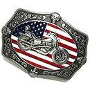 C2K Western Cowboy USA Men's Decor American Flag Motorbike Skull Belt Buckle