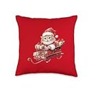 Abbigliamento, Accessori e Idee regalo per Natale Laughing On Sleigh Santa Claus Cat Throw Pillow, 16x16, Multicolor