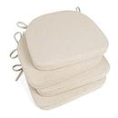 Tromlycs Chair Pads for Dining Chairs Cushions Kitchen 4 Pack Room Seat Indoor U Shaped Non Slip with Ties Set 16x17 Inch Farmhouse Light Linen