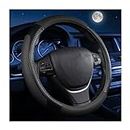 XINLIYA Leather Car Steering Wheel Cover, Universal 15 Inch, Breathable Anti-Slip Auto Steering Wheel Wrap Protector for Women Men, Two Color Splicing Car Interior Accessories for Most Cars (Black)