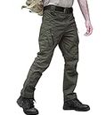 TACVASEN Military Trousers Mens Tactical Outdoor Hiking Pants Walking Work Cargo Trousers Army Green,36