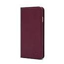 32nd Classic Series - Real Leather Book Wallet Case Cover for Apple iPhone 6 & 6S, Real Leather Design with Card Slot, Magnetic Closure and Built in Stand - Burgundy