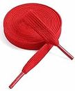 VSUDO 47 Inches Red Fine Weave Flat Shoe Lace for Sneaker, 5/16” Width Flat Sneaker Shoestring, Flat Sneaker Shoelace, Flat Shoe String for Running Athletic Shoes (1 Pair-Red-120CM)