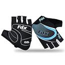 FDX Half Finger Cycling Gloves - Breathable, Gel Padded Protection, Anti-Slip - Fingerless Shock-absorbing Mitts for Mountain Bike, Road Bicycle, MTB, Riding, Men and Women (Blu, M)