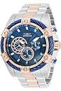 Invicta Stainless Steel Bolt Chronograph Blue Dial Analog Watch for Men - 32312, Gold Band