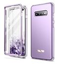 SURITCH Compatible with Samsung Galaxy S10 plus Case, [Built-in Screen Protector] Full-Body Protection Shockproof Rugged Bumper Protective Cover for Samsung Galaxy S10 plus(Matte Purple)