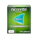 Nicorette 2mg Gum Help to Quit Cigarettes , Original Flavoured (210 Pieces) , White, Pack of 1