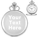 Tiong Personalised Engraved Men's Pocket Watch with Chain Custom Gift for Dad Son Friends Best Man Groom Birthday Fathers Day Valentines Day Wedding Favours Gift