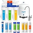 Express Water RO5DX Reverse Osmosis Filtration NSF Certified 5 Stage RO System with Faucet and Tank – Under Sink Water Plus 4 Filters – 50 GPD, 14 x 15 x 5, White