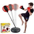 Punching Bag Set for Kids Incl Punching Ball with Stand, Boxing Training Gloves, Hand Pump and Adjustable Height Stand, Boxing Ball Set Toy Gifts for Age 5 6 7 8 9 10 Year Old Boys Girls