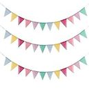 DBOO 36 Flags 40Feet Outdoor Garden Bunting Banner Multicolor Outdoor Waterproof Triangle Flags Imitated Linen Burlap Bunting Supply for Wedding Birthday Party Home Festival Decoration