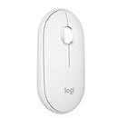 Logitech Pebble Mouse 2 M350s Slim Bluetooth Wireless Mouse, Portable, Lightweight, Customisable Button, Quiet Clicks, Easy-Switch for Windows, macOS, iPadOS, Android, Chrome OS - Tonal White