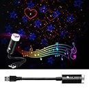 USB Car Roof Star Projector Night Light Sound Activated LED Interior Lamp, 9 Functional Modes- 24 Lighting Effects, Adjustable Romantic Decoration Strip Atmosphere Ambient Light- Plug and Play