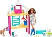 Barbie y su Granja Muñeca Profesiones Morena con Granja, Animales y Accesorios, Incluye Juego de plastilina, Juguete de Regalo +3 años (Mattel HGY88)