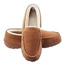 Lulex Moccasins for Men House Slippers Indoor Outdoor Plush Mens Bedroom Shoes with Hard Sole Beige 10 M US