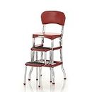 COSCO Stylaire Retro Chair + Step Stool with Pull-Out Steps, Red