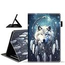 ZXHSBROK Case for Amazon Kindle Fire HD 10 Tablet 10.1 inch (9th/7th Generation, 2019/2017 Release) - Slim PU Leather Stand Folio Cover with Card Slot & Auto Sleep/Wake, Dreamcatcher Wolf