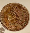 Giant 4.75” Indian Head Novelty 1877 Cent Copper Coin Paperweight Medallion