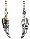 QiChi Two Matching Pewter Angel Wing Fan Light Pull Chain Set, Silver