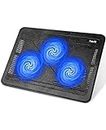 havit HV-F2056 15.6"-17" Laptop Cooler Cooling Pad - Slim Portable USB Powered (3 Fans), Black/Blue