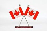 He & She Shopping Canada Crossed Design Flag for car Dashboard Office Table etc (Metal Rod)