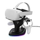 AMVR VR Headset Charging Dock, Floating Display Stand for Oculus Quest 2, Meta Quest Pro, Quest Series, Pico 4 and Touch Controllers, Stable Station Base with Colorful Breathing Light