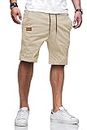 JMIERR Men's Casual Shorts - Cotton Drawstring Summer Beach Stretch Waist Twill Chino Dress Golf Shorts with Pockets for Men 8 Inch Inseam Cruise Attire, US 38(XL), S2 Beige
