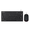 Perixx PERIDUO-212 Wired Mini Keyboard and Mouse Set, USB Connection, Black, US English Layout