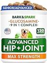 Advanced Glucosamine Chondroitin for Dogs Senior - Hip Joint Pain Relief Pills - Dog Joint Supplement Large Breed & Small - MSM Hip Joint Chews for Canine Joint Health - Vitamin Treats Old Dogs -120Ct