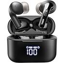 TOZO T20 Wireless Earbuds Bluetooth Headphones 48.5 Hrs Playtime with LED Digital Display, IPX8 Waterproof, Dual Mic Call Noise Cancelling 10mm Broad Range Speakers with Wireless Charging Case Black