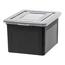 IRIS USA File Box File Organizer Plastic File Box for Letter/Legal File, BPA-Free Plastic Storage Bin Tote Organizer with Durable and Secure Latching Lid, Stackable and Nestable, Black 35 Qt. 1Pack