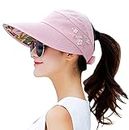 Alexvyan Sun Visor Hats for Women UV Protection Wide Brim Summer Cap for Girls Hat UV Protection Breathable Casual Beach Hat, Sun Protection Cap for Women (Pink) (Pink)