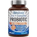 Surebounty 3-in-1 Complete Probiotic, 120 Billion CFU + 35 Strains, No Yeast No Spore, Highest Potency for Men+Women, Prebiotics+Digestive Enzymes, Digestive, Mood, Immune & Overall Support*, 30 caps