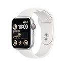 Apple Watch SE (2nd Gen) [GPS + Cellular 44 mm] Smart Watch w/Silver Aluminium Case & White Sport Band. Fitness & Sleep Tracker, Crash Detection, Heart Rate Monitor, Retina Display, Water Resistant