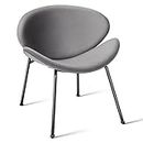 Haddockway Modern Vanity Chair with Back,Velvet Fabric Makeup Chair with Modern Novel Design,Solid Accent Chairs for Living Room, Reading, Office, Salon (Black Leg, Dark Grey)