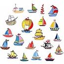 Ecussons Thermocollants Embroidered Sailing Boat Embroidered Cloth Sticker Series Shoes And Hats Decoration Bag Diy Accessories Clothing Accessories Patch Cloth Sticker Sailboat 20Pcs