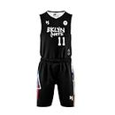 Print Basketball Jersey/Shirt with Shorts for Unisex (38) Black