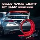 AUTO MT Universal Spoiler Cars Third Brake Light Turn Signal Red LED Strip Universal Exterior Accessories for Rear Spoiler Lip Trunk Roof Wing Trucks Carbon Fiber 51 Inch
