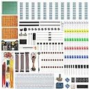 IDUINO Electronics Component Fun Kit w/E-Book, Upgraded Electronic Starter Kit with Breadboard Jumper Wires Kit, PCB Soldering Kit, LEDs & Resisitor Kit for A rduino/for Raspberry pi/ESP32/ESP8266