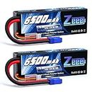 Zeee 2S Lipo Battery 6500mAh 7.4V 120C Hard Case RC Car Battery with EC5 Connector for RC Vehicles RC Truck Tank Truggy Boat Racing Hobby Models(2 Pack)