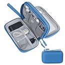 Skycase Travel Cable Organiser Bag,Double-Layer Storage Bag Electronics Accessories Organizer Bag for USB Data Cable,Earphone Wire,Power Bank,21 x 12.5 x 6.5cm,Cyan