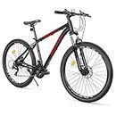 Easytry Mountain Bike for Men&Women 27.5 inch Wheel Shimano Gear 21 Speed 18-Inch Aluminum Frame Front Suspension Bicycle-Red&Black