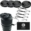 Lens Cap Bundle - 4 Snap-on Lens Caps for DSLR Cameras including Nikon, Canon, Sony - 4 Lens Cap Keepers / 1 CamKix Microfiber Cleaning Cloth included (72mm)