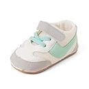 Lillypupp Unisex Anti-Slip Double Velcro Straps Shoes for Baby Boys Girls. Pastel Green First Walking pre Walker Shoe for Toddler.