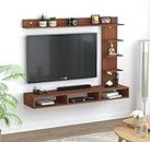 DAS AMBIENCE Mini Wall Mount Engineered Wood TV Entertainment Unit/Tv Rack Set to Box Stand with Wall Shelves for Living Room Classic Walnut Finish (Ideal for up to 43") Screen