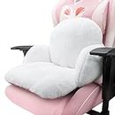 QYA Computer Chair Cushion White, Cute Seat Cushion with Backrest Non-Slip, Kawaii Chair Pillow for Gamer Chair, Comfy Chair Cushion for Bedroom (32"x 18", White Bunny)