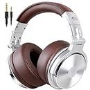 OneOdio Wired Over Ear Headphones with Premium Stereo Sound and 50mm Driver Foldable and Comfortable with Protein Earmuffs, Shareport, Mic for Recording, Studio Monitoring, Podcasting Pro30 Silver