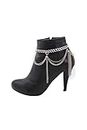 Women Fashion Jewelry Boot Bracelet Metal Chain Heels Shoe Silver Color Wave Fringe Tassel Charms