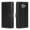 ClickAway Leather Finish Flip Cover for Samsung Galaxy S7 Edge |Inside Pockets & Inbuilt Stand | Wallet Style Back Case | Magnet Closure (Black) (Please Check Your Phone Model Before Buying